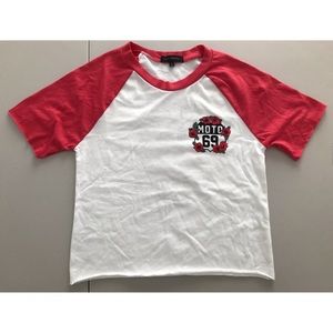 LA Hearts // NWOT Women’s “Moto 69” Cropped Baseball Tee